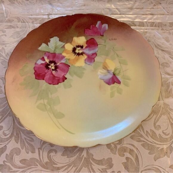 Vtg J P L Jean Pouyat Limoges France Porcelain Plate 9” Hand Painted Gold Trim - Picture 3 of 4